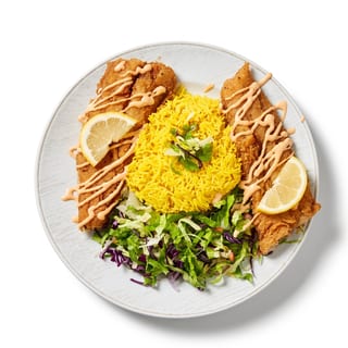 Fish, Rice Bowl, Salad & Fountain Drink Combo